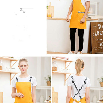 2 Pack Cross Back Adjustable Waterproof Bib with 2 Pockets Kitchen Apron for Men and Women Working BBQ