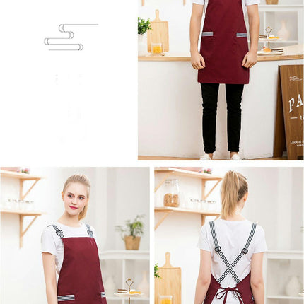 2 Pack Cross Back Adjustable Waterproof Bib with 2 Pockets Kitchen Apron for Men and Women Working BBQ