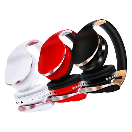 Wireless Bluetooth-compatible Sport Headset HiFi Stereo 5.0 Heavy Bass Headphone with Mic-Red