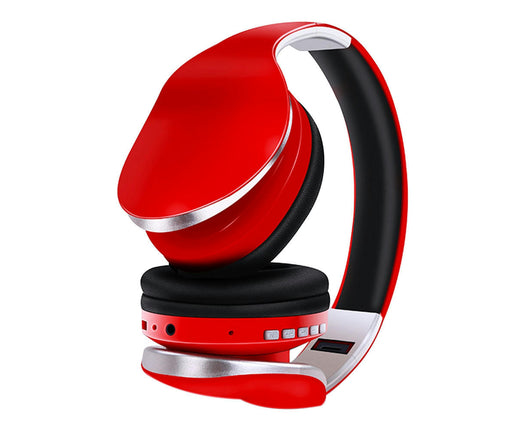 Wireless Bluetooth-compatible Sport Headset HiFi Stereo 5.0 Heavy Bass Headphone with Mic-Red