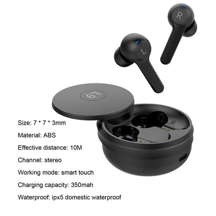 High Fidelity Waterproof L9 Wireless Earbud Bluetooth 5.2 Stereo Earphone for Sports-Black