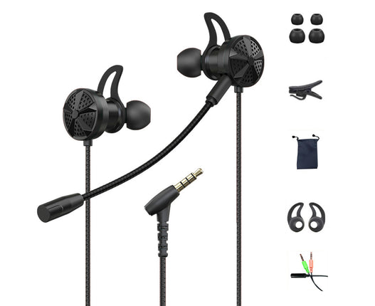 3.5mm Plug Wired Dynamic Earphone G8 L-shaped Gaming Earbuds with Microphone-Black