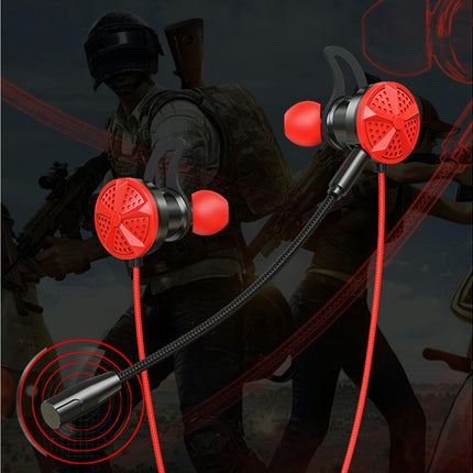 3.5mm Plug Wired Dynamic Earphone G8 L-shaped Gaming Earbuds with Microphone-Black