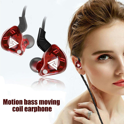 QKZ AK6 Universal Sports In-ear Headset HiFi Sound 3.5mm Earphones for Phones Tablet-Red