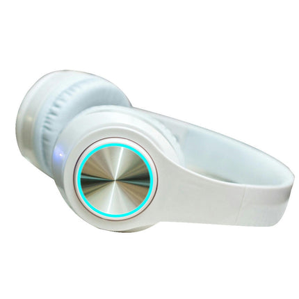 Foldable Breathing Light Sports Headphone Wireless Bluetooth-compatible Stereo Bass Headset-White