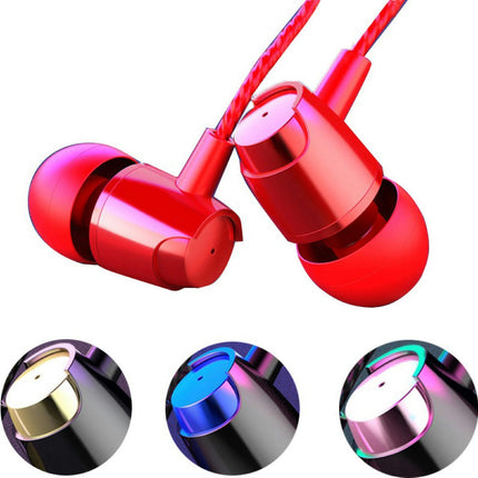 Universal In-ear 3.5mm Wired Earphone Bass Headphone with Mic for Phone Tablet-Red