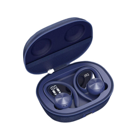 1 Pair  Hanging Bluetooth 5.0 Wireless Headset LED Power Digital Display Wireless Earbud-Blue