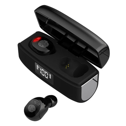 W12 Waterproof Headset Noise Reducing Bluetooth V5.0 HiFi Wireless Headset Earphone-Black