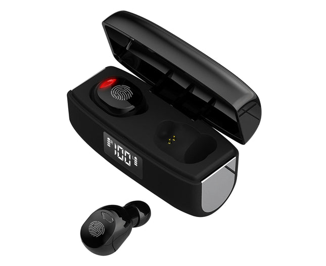 W12 Waterproof Headset Noise Reducing Bluetooth V5.0 HiFi Wireless Headset Earphone-Black