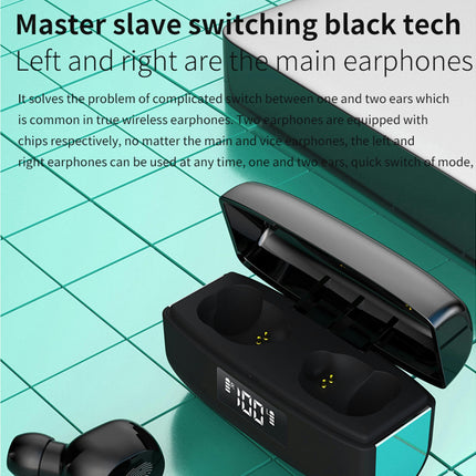 W12 Waterproof Headset Noise Reducing Bluetooth V5.0 HiFi Wireless Headset Earphone-Black