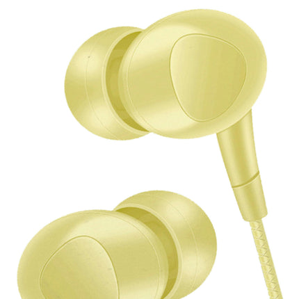 L202 Dual Drive Wired Earphone Universal 3.5mm In-ear Sport Earbuds with Mic for Phone-Yellow