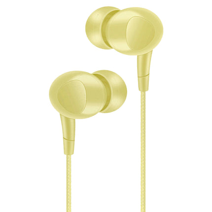 L202 Dual Drive Wired Earphone Universal 3.5mm In-ear Sport Earbuds with Mic for Phone-Yellow