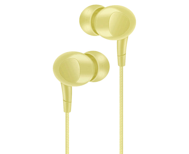 L202 Dual Drive Wired Earphone Universal 3.5mm In-ear Sport Earbuds with Mic for Phone-Yellow