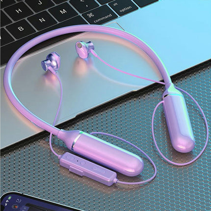 A11 Neckband Long Standy Earphone Wireless Bluetooth-compatible Headset with Mic for Sport-Purple