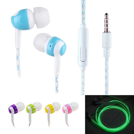 In Ear Luminous Headphone 3.5mm Stereo Super Bass Earphone Headset with Mic-Purple