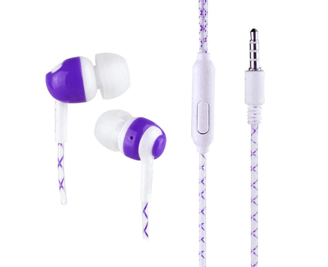 In Ear Luminous Headphone 3.5mm Stereo Super Bass Earphone Headset with Mic-Purple