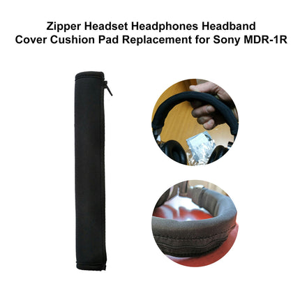 Headset Headphones Headband Cover Cushion Pad with Zipper Replacement for Sony MDR-1R-Brown