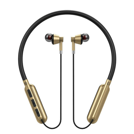 Neckband Sports Headset Wireless Bluetooth-compatible 5.0 TF Card Stereo Earphone-Golden