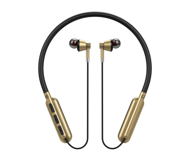 Neckband Sports Headset Wireless Bluetooth-compatible 5.0 TF Card Stereo Earphone-Golden