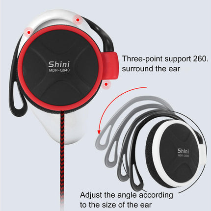 Noise Cancelling Ergonomic Wired Earbud 3.5mm Stereo Sports Ear Hook Earphone for Running-Red