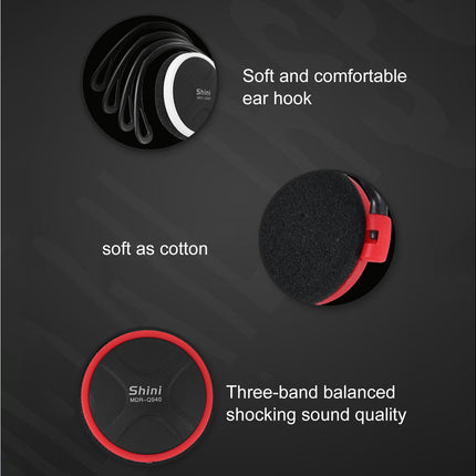 Noise Cancelling Ergonomic Wired Earbud 3.5mm Stereo Sports Ear Hook Earphone for Running-Red