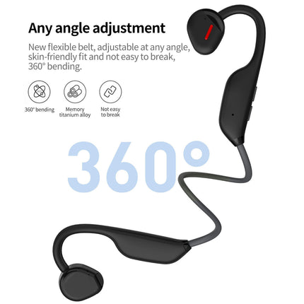 V7 Bone Conduction Earphone IPX6 Waterproof Bluetooth-5.3 HiFi Sports Wireless Earbud-Black