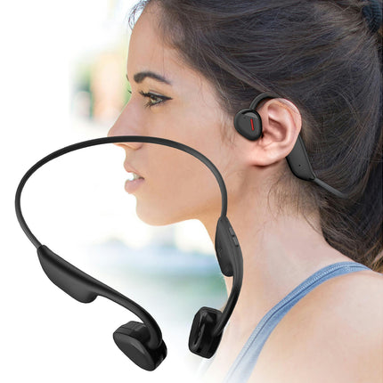 V7 Bone Conduction Earphone IPX6 Waterproof Bluetooth-5.3 HiFi Sports Wireless Earbud-Black