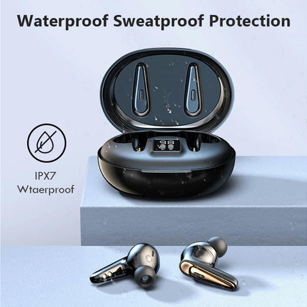 In-ear Sports Waterproof Earbuds A5 Bluetooth-compatible 5.0 Wireless Earphones with Mic-White