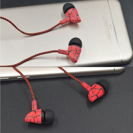 Universal Headset Cracked Print Braided Wire Volume Control In-ear Earphones-Green