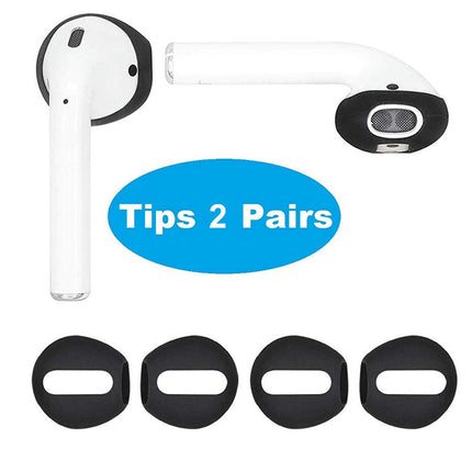 2 Pairs Ear Buds Tip Ultra-slim Silicone Protector Case Cover for Apple AirPods-Black