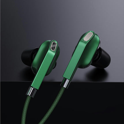 Dual Dynamic Coil 4-Speaker In-Ear Stereo Headphone Earbuds Wired Earphone-Green