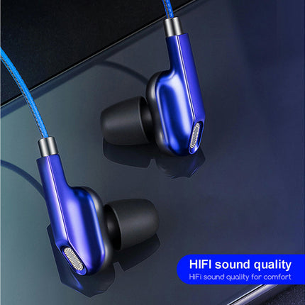 Dual Dynamic Coil 4-Speaker In-Ear Stereo Headphone Earbuds Wired Earphone-Green