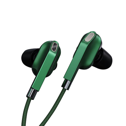 Dual Dynamic Coil 4-Speaker In-Ear Stereo Headphone Earbuds Wired Earphone-Green