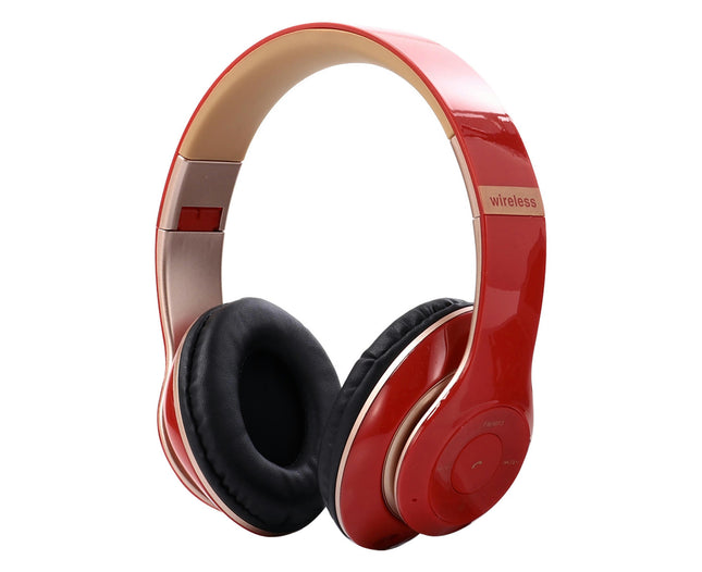 Super Bass Bluetooth Wireless Sport Headphone Stereo Music Auto Pairing Headset-Red