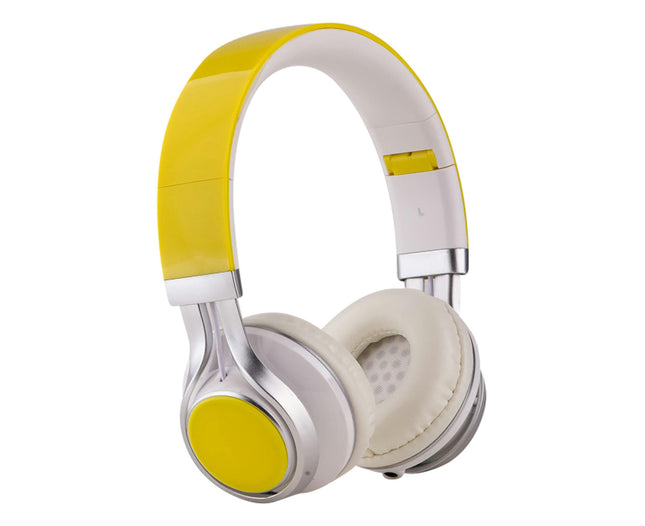 3.5mm Wired Headphone Stereo Headset Foldable Earphone for Phone Computer Tablet-Yellow