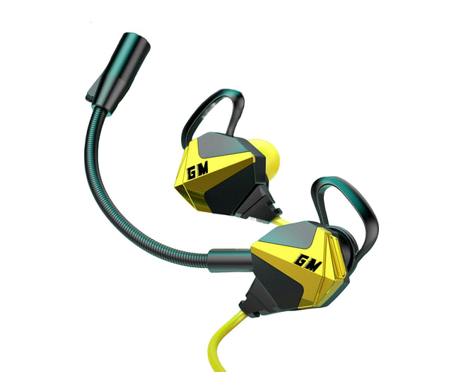 Slanted Ear In-ear Headphone Stereo Microphone Line Control Headphone for Music-Yellow