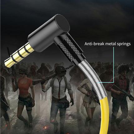 Slanted Ear In-ear Headphone Stereo Microphone Line Control Headphone for Music-Yellow