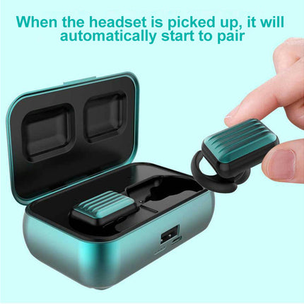 ZW-T5 Suitcase Shape Wireless Earphone In-ear Bluetooth-compatible 5.0 Rechargeable Earbuds-Green