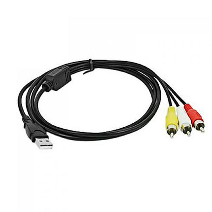 USB to 3RCA Audio Video Cable A/V Camcorder Adapter Cable for TV Mac PC Tool-Black