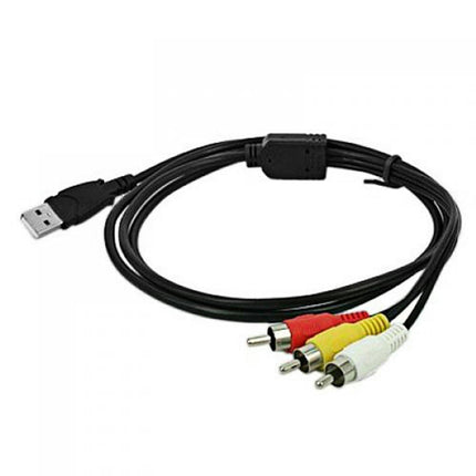 USB to 3RCA Audio Video Cable A/V Camcorder Adapter Cable for TV Mac PC Tool-Black