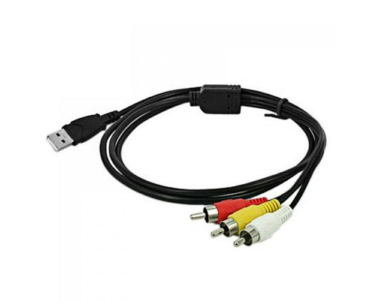 USB to 3RCA Audio Video Cable A/V Camcorder Adapter Cable for TV Mac PC Tool-Black