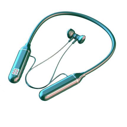 Neckband Earphone LED Digital Display Wireless Bluetooth-compatible Sport Music Headset-Green