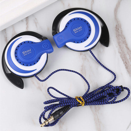 Wired Earbud High Fidelity Ear Hook Earphone Ergonomic 3.5mm Stereo Sports Headset-Blue