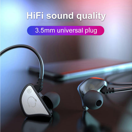 Dual Moving Coil HiFi Sound In-ear Earphone Sport Bass Q3 4-Core Wired Earbud-Pink