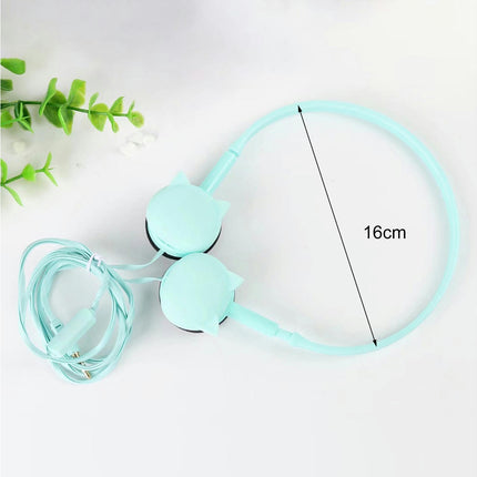 Wired Cartoon Design Stereo Music Headphones for Smart Phone Headset with Mic-Blue