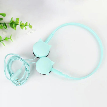 Wired Cartoon Design Stereo Music Headphones for Smart Phone Headset with Mic-Blue