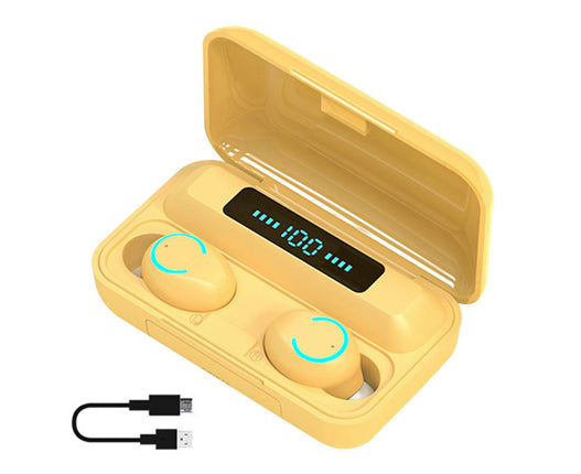 TWS F9-9 Touch Control Binaural Earphones Wireless Bluetooth 5.0 In-Ear Earbuds-Yellow