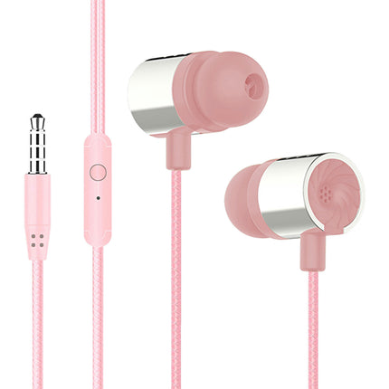 3.5mm In-ear Wired Earbud Ergonomic HD-compatible Call Gaming Earphone for Running-Pink