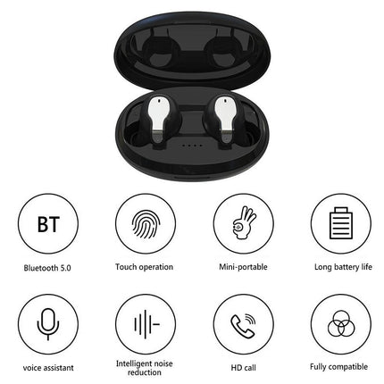 HiFi Stereo Wireless Earphones with Charging Box XY-5 Bluetooth-compatible 5.0 Headset-White