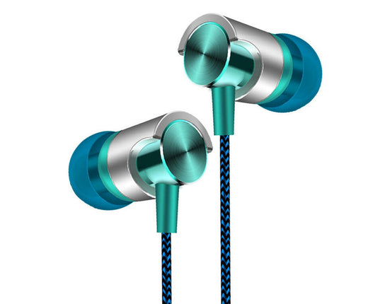 Volume Control Phone Laptop In-ear Earphones Braided Wired Stereo Sound Headset-Blue